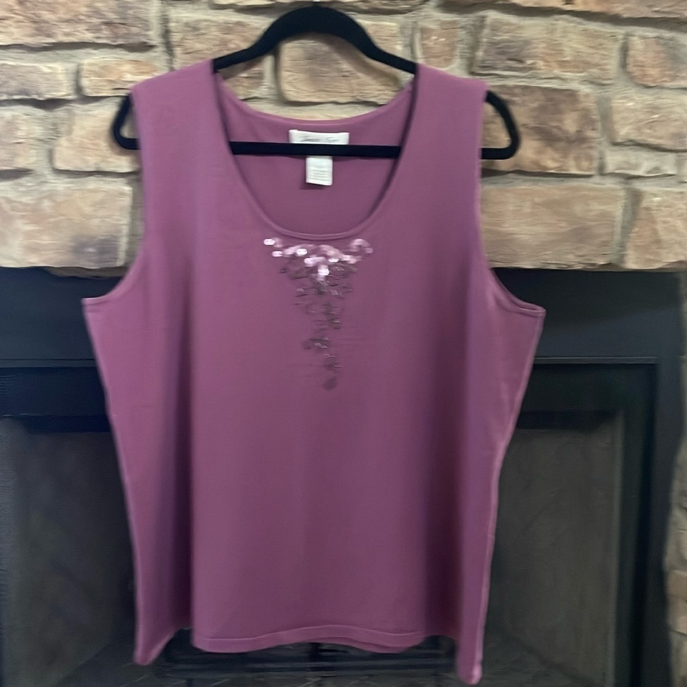 Judith Hart purple sleeveless sweater with embellishments. Size 2X
